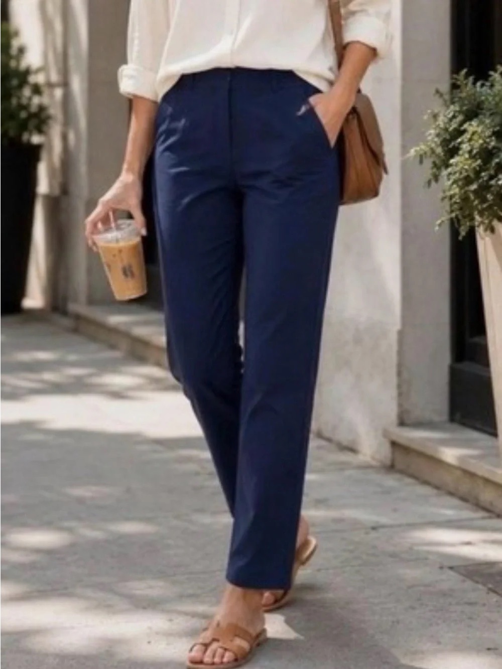 Tommy Bahama Everyday Active Navy Pull-On Pants Split Hem